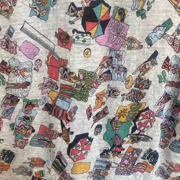 Nicole Miller Linen Short Sleeve Top Vacation Beach Print - Picture 4 of 5